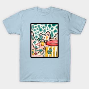 Pastel Pink Beach Day (outline) T-Shirt